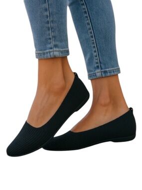 DANSKIN Wish Ribbed Smoking Loafer Black Vegan Textile Upper Almond Toe Size 9